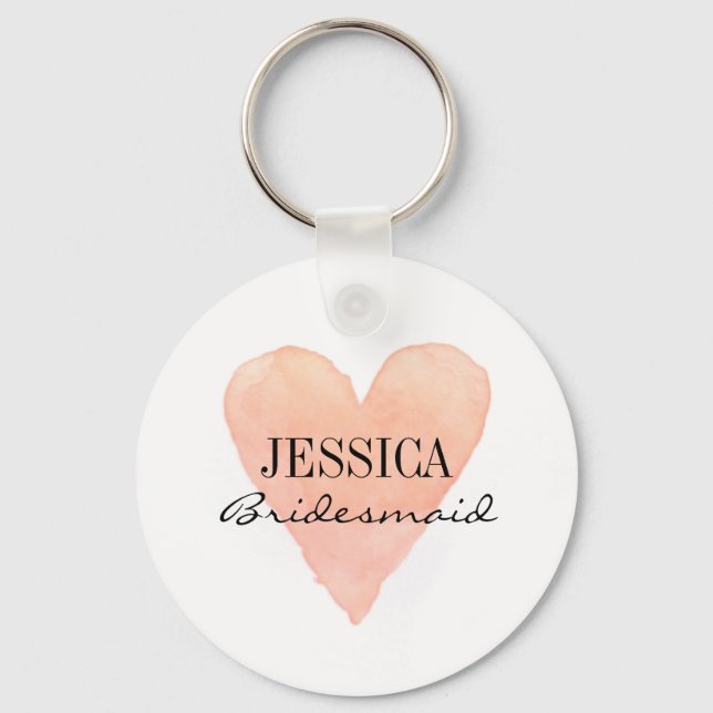 Llavero Personalizado bridesmaid coral acuarela cadenas de (Anverso)