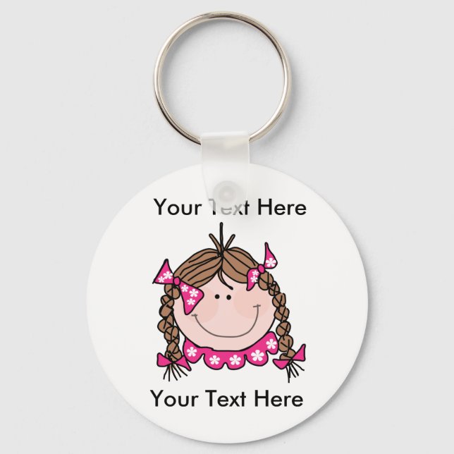 Llavero Personalizado Brown Hair Chica Keychain (Anverso)