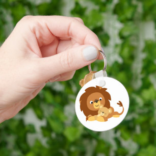 Llavero Personalizado cariñoso Leon Dad y Cub Keychain