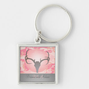 Llavero Personalizado cazando las astas Camo rosado del