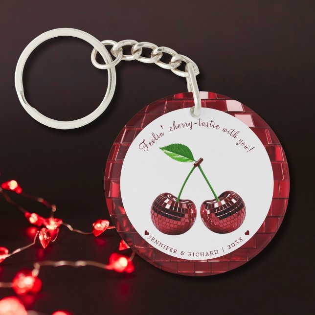 Llavero Personalizado Cherry Disco Ball El día de San Vale (Custom Cherry Disco Ball Valentine's Day Keychain)