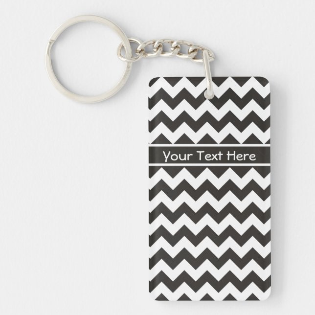 Llavero Personalizado Chevrons Keychain, Zigzags negros y  (Frente)