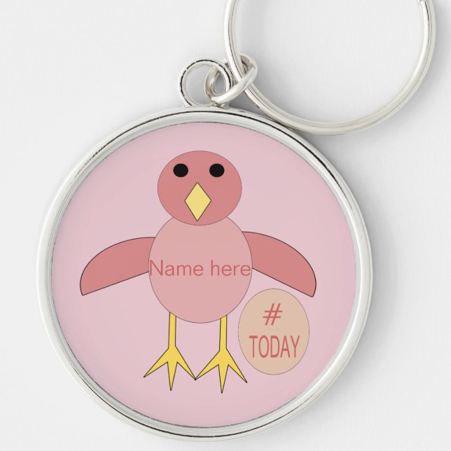 Llavero Personalizado Chica de cumpleaños rosa Chick Keych (Frente)