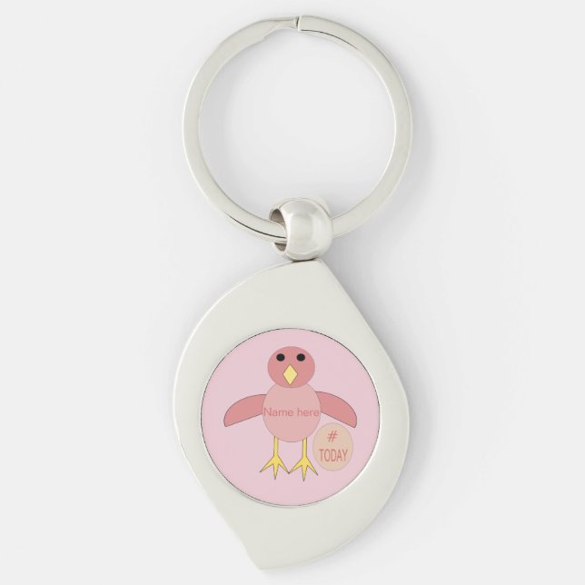 Llavero Personalizado Chica de cumpleaños rosa Chick Keych (Anverso)