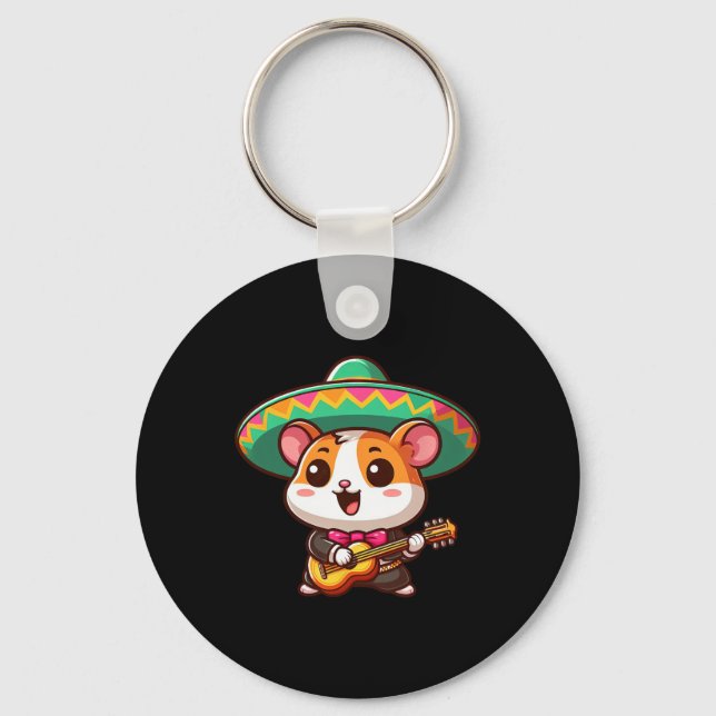 Llavero Personalizado Cinco De Mayo Hamster Mariachi Guita (Anverso)