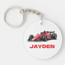 Llavero Personalizado Coche de Carreras Rojo para 