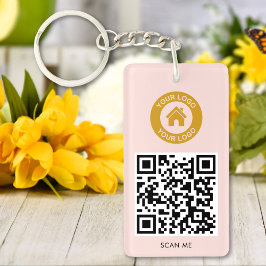 Llavero Personalizado Código QR Logo Texto Elegante Rubor