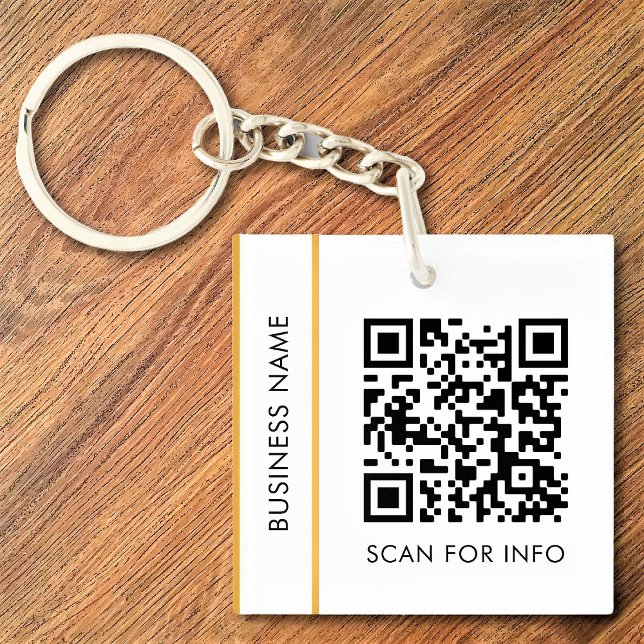 Llavero Personalizado Código QR Texto Moderno de Oro Blanc (Subido por el creador)