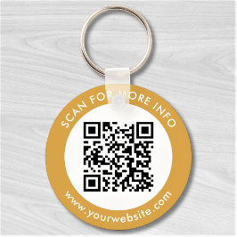 Llavero Personalizado Código QR Texto Moderno de Oro Blanc