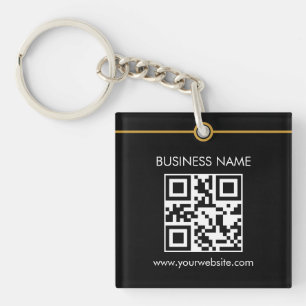 Llavero Personalizado Código QR Texto Moderno Negocio Blan