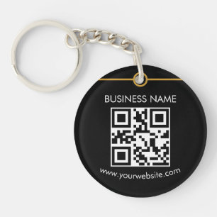 Llavero Personalizado Código QR Texto Moderno Negocio Blan