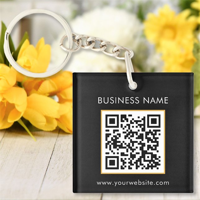 Llavero Personalizado Código QR Texto Moderno Negocio Blan (Subido por el creador)
