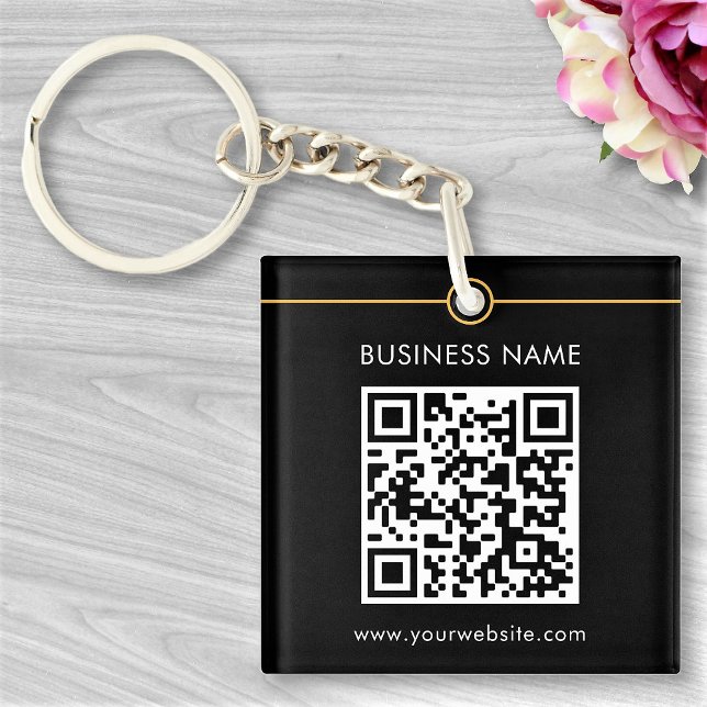 Llavero Personalizado Código QR Texto Moderno Negocio Blan (Subido por el creador)