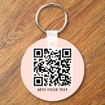 Llavero Personalizado Código QR Texto Moderno Rubor Negoci<br><div class="desc">Cargue un código QR, agregue texto y cree fácilmente su cadena de claves personalizada. Haga clic en EDITAR DISEÑO para cambiar el color de fondo o del texto. Puede TRANSFERIR este DISEÑO a otros productos de Zazzle y ajustarlo para que se ajuste a la mayoría de los artículos de Zazzle....</div>