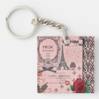 Llavero personalizado collage rosado de París del