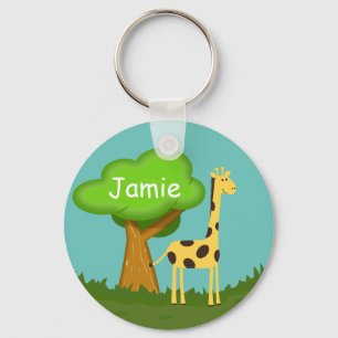 Llavero personalizado con arte de jirafa y árbol l