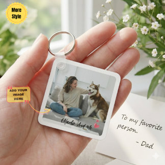 Llavero personalizado con foto de mascota y corazó