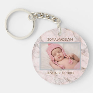 Llavero Personalizado Con Foto En Mármol Rosa