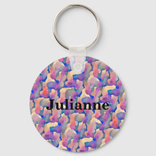 Llavero Personalizado con Patrón de Acuarela