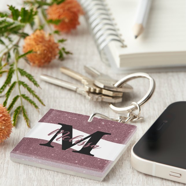Llavero personalizado con purpurina (Frente Derecha)