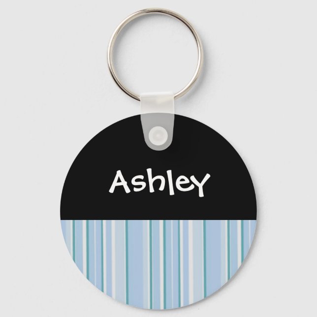 Llavero Personalizado con Raya Azul Claro (Anverso)