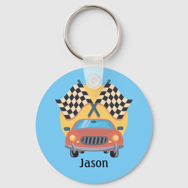 Llavero personalizado con tema de carreras de auto (Anverso)
