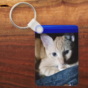 Llavero personalizado con texto de foto de gato