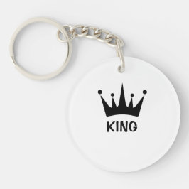 Llavero Personalizado Corona Negra Rey Texto Círculo acríl