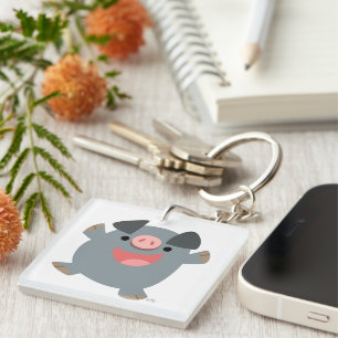Llavero Personalizado Cute Bouncy Cerdo Keychain acrílico