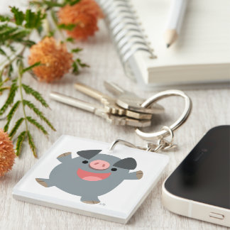 Llavero Personalizado Cute Bouncy Cerdo Keychain acrílico