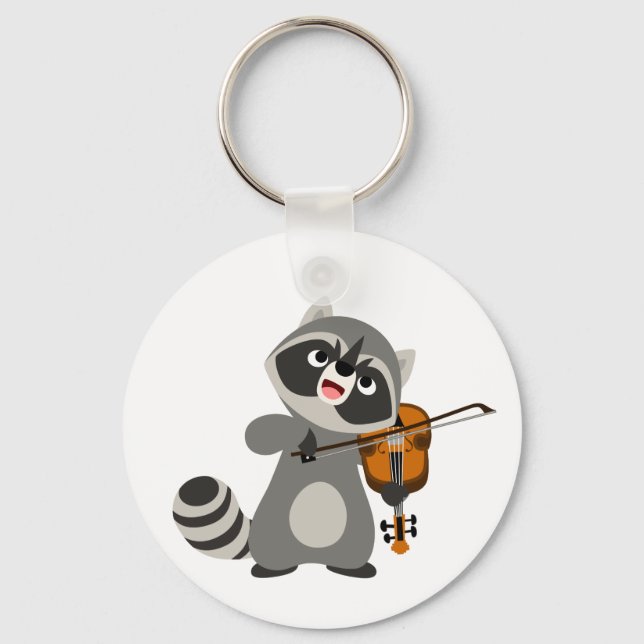 Llavero Personalizado Cute Raccoon Jugando Violin (Anverso)