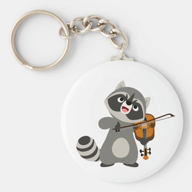 Llavero Personalizado Cute Raccoon Jugando Violin (Frente)