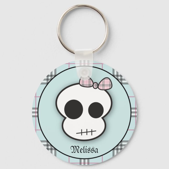 Llavero Personalizado Cute Scary Skull: Verde azulado (Anverso)