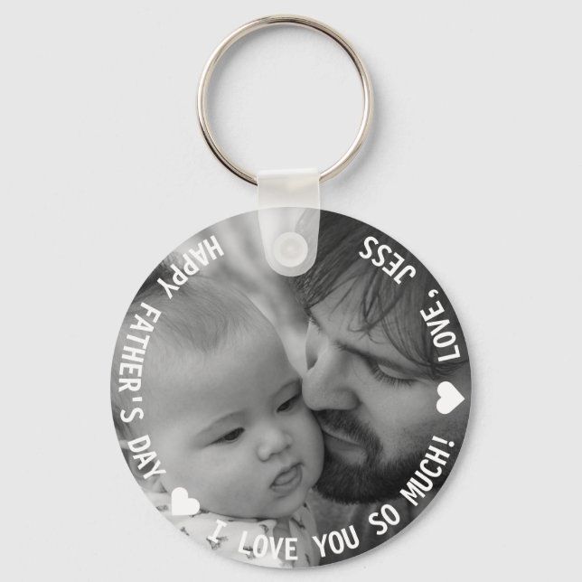 Llavero Personalizado Daddy Keychain, Te amo papá Foto (Anverso)