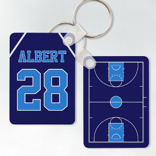 Llavero Personalizado Dark Navy Blue Basketball Court y Je