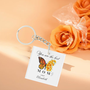 Llavero personalizado de acrílico Mariposa floral