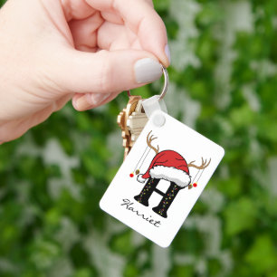 Llavero personalizado de alfabeto de Santa regalo