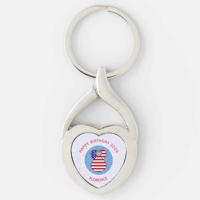Llavero personalizado de ángel de cumpleaños EE. U (Anverso)