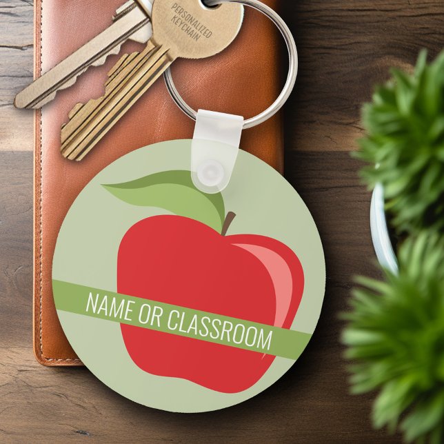 Llavero Personalizado de Apple con Apple moderna (Personalized Keychain - Custom Teacher Gift or Classroom Keyring)