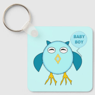 Llavero Personalizado de Bebé Azul lindo Lechuza Baby Show