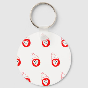 Llavero personalizado de bromista blanco rojo con capucha