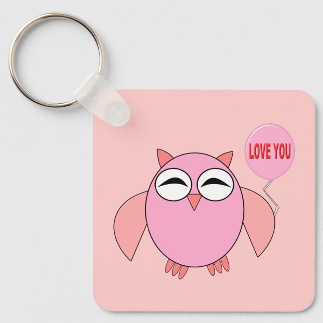 Llavero Personalizado De Búho De Cute Pink (Anverso)