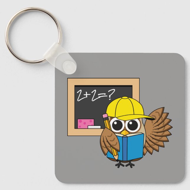 Llavero Personalizado de Búho Estudiantil Cute (Anverso)