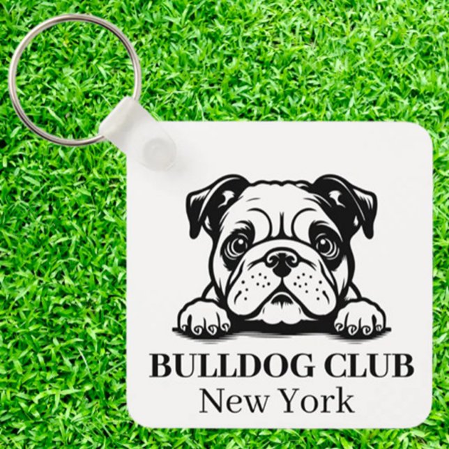 Llavero Personalizado de bulldog Club Clásica temática (Show your love for bulldogs with a custom Club Theme keychain.  )