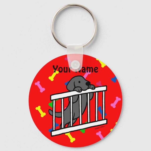 Llavero Personalizado de Cachorro de Labrador Negro (Anverso)