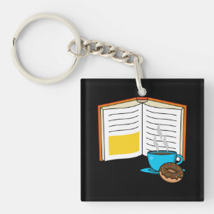 Llavero Personalizado de Café y Donut para Libros