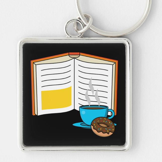 Llavero Personalizado de Café y Donut para Libros (Frente)