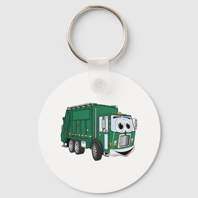 Llavero Personalizado de camión de basura sonriente verde (Anverso)