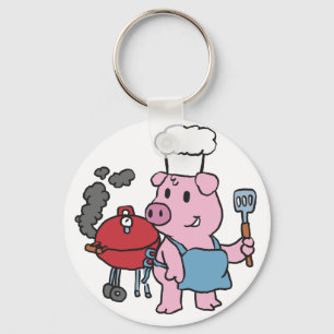 Llavero Personalizado de cerdo bbq  elegir color de fondo
