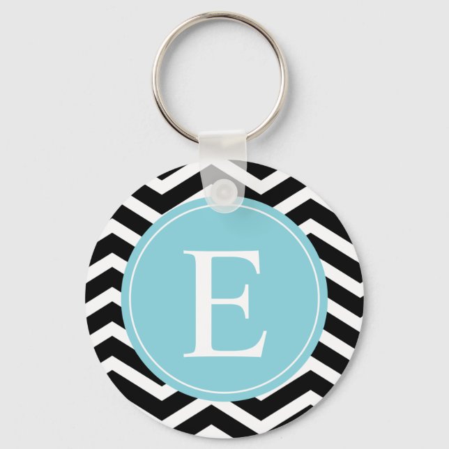 Llavero Personalizado de Chevron azul blanco negro (Anverso)